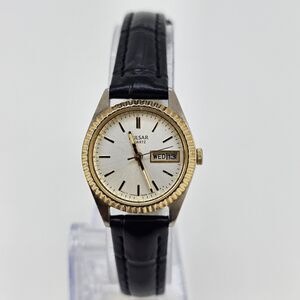 VTG Pulsar Seiko Women's Watch 23MM‎ Gray Dial New Leather Bands Battery Up 6.5"